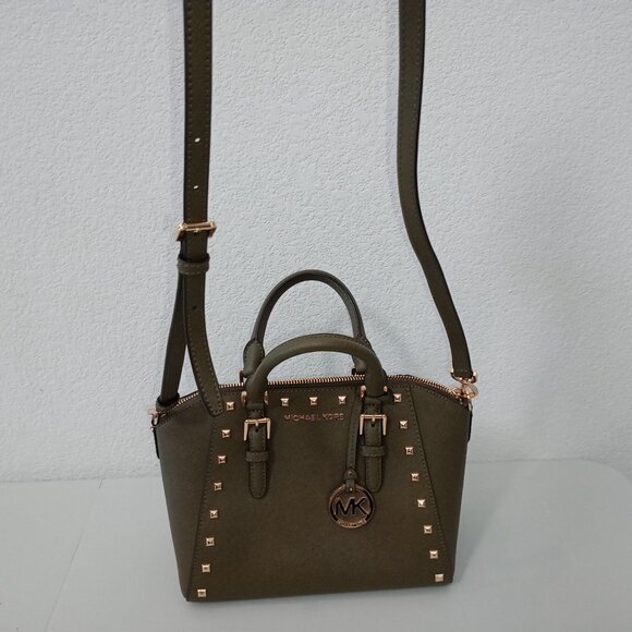 MICHAEL KORS- Olive Green Hand Bag With Matching Wallet - Picture 5 of 9